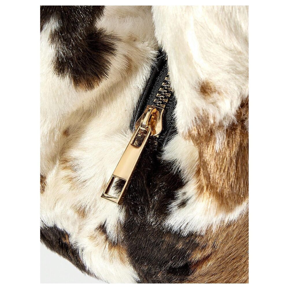 2961 Western Cow Print Clutch Handbag Boho Handle Furry Purse Satchel Bag - Picture 5 of 5
